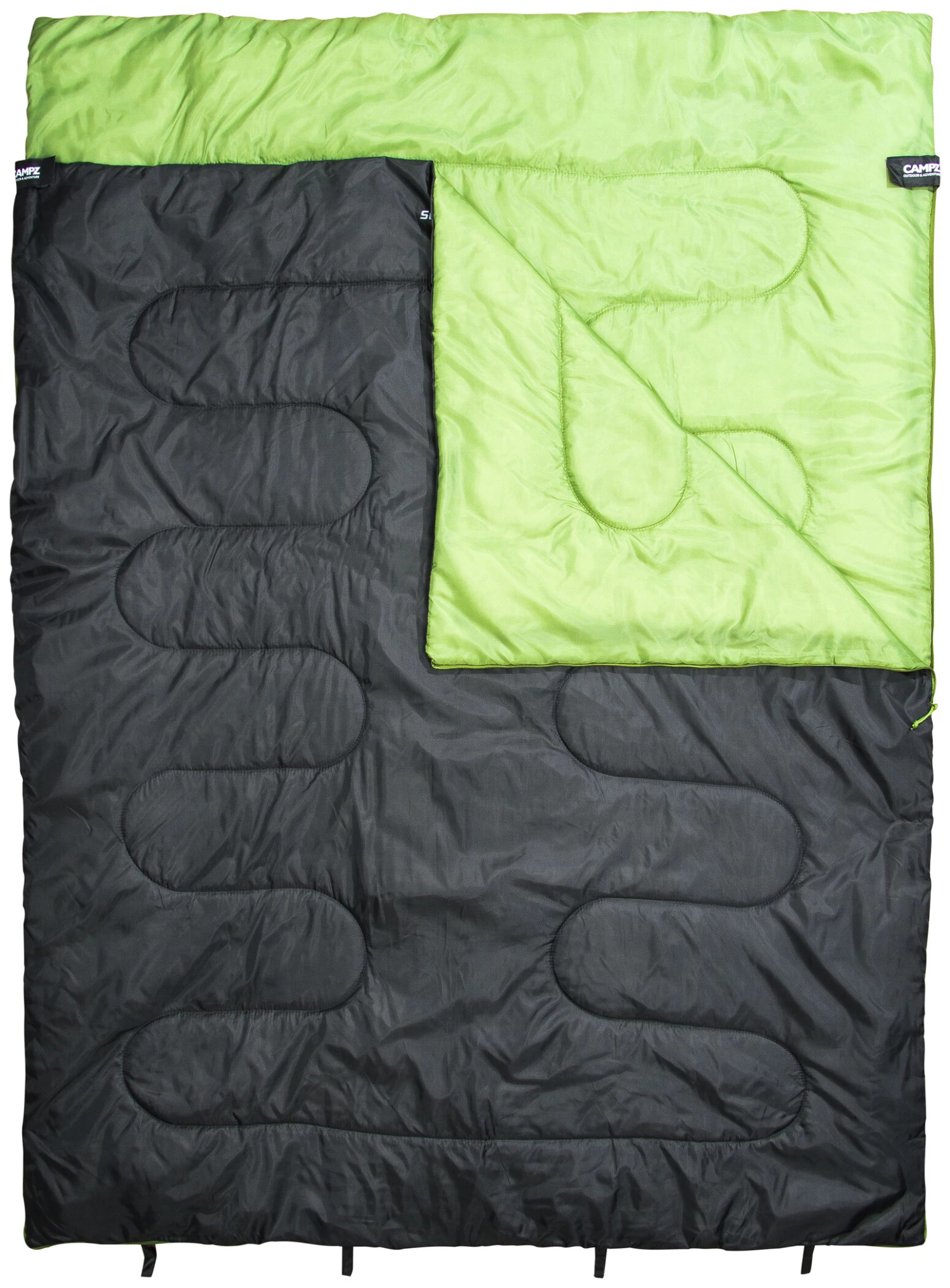 CAMPZ Surfer 400 Sac de couchage Duo, gris/vert 4 CAMPZ Surfer 400 Sac de couchage Duo, gris/vert – Image 2