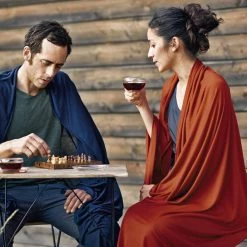 Cocoon Travel Blanket Merino Wool/Silk, bleu -Sacs de couchage Soldes cocoon travel blanket merino wool silk graphite blue 3