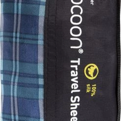 Cocoon TravelSheet-Coupler Soie, bleu/turquoise -Sacs de couchage Soldes cocoon travelsheet coupler inlet silk checked silk 5