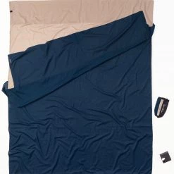 Cocoon TravelSheet Coton égyptien Doublesize, bleu/beige